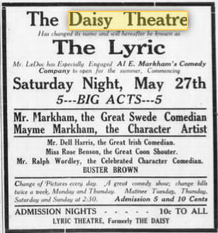 Lyric Theatre - May 27 1911 Ad Indicating Name Change (newer photo)